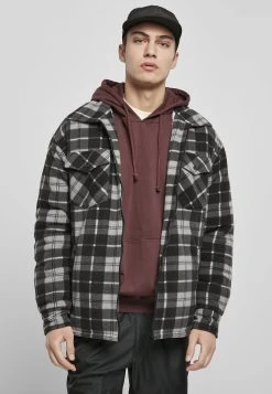URBAN CLASSICS Plaid Teddy Lined Shirt Jacket - Veste Légère - Black/White