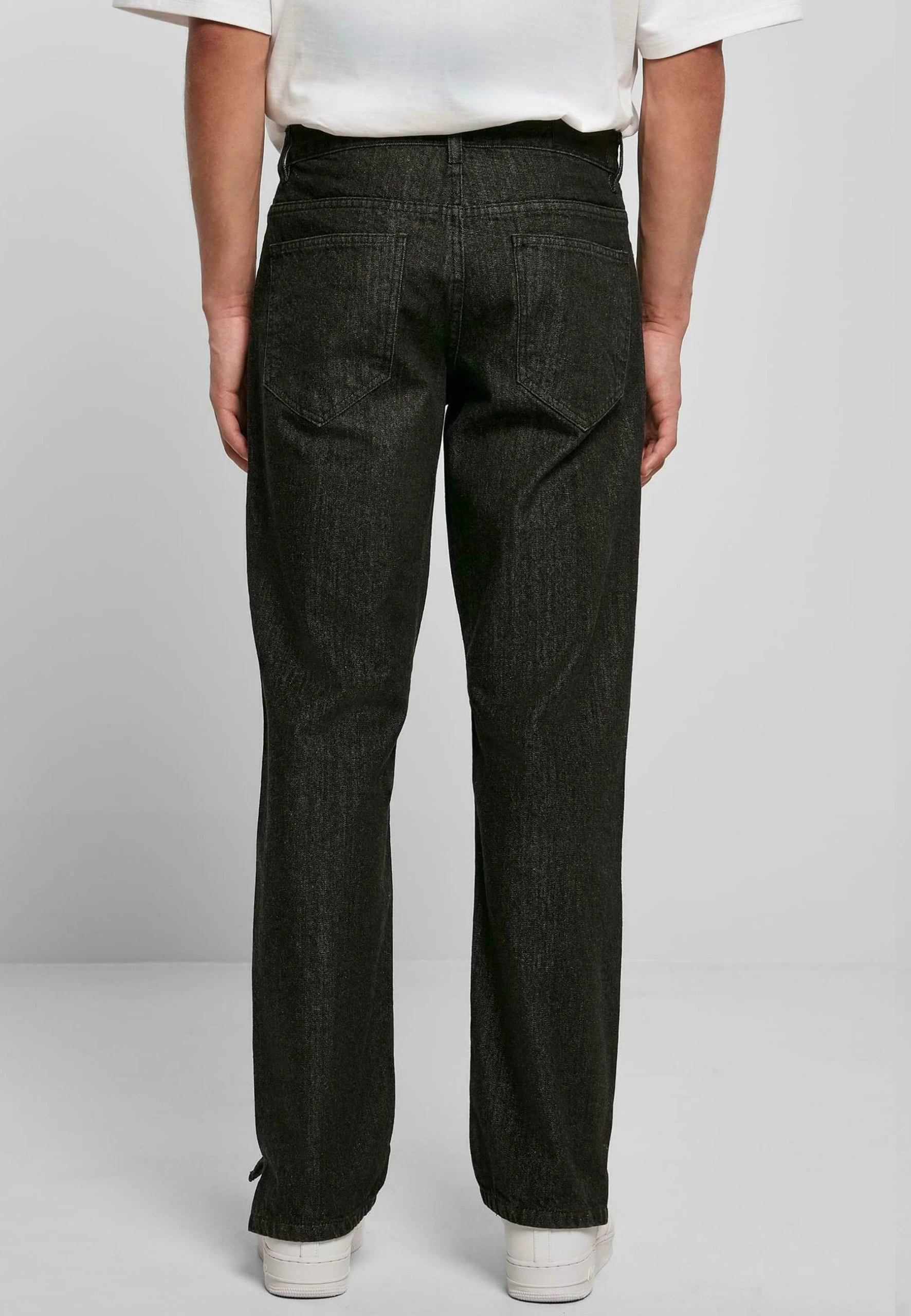 URBAN CLASSICS Straight Slit Jeans - Jean Droit - Black Raw – Image 3