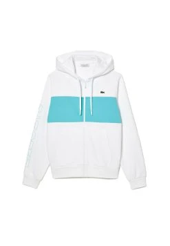 Lacoste Sweat Zippé - Blanc/Bleu
