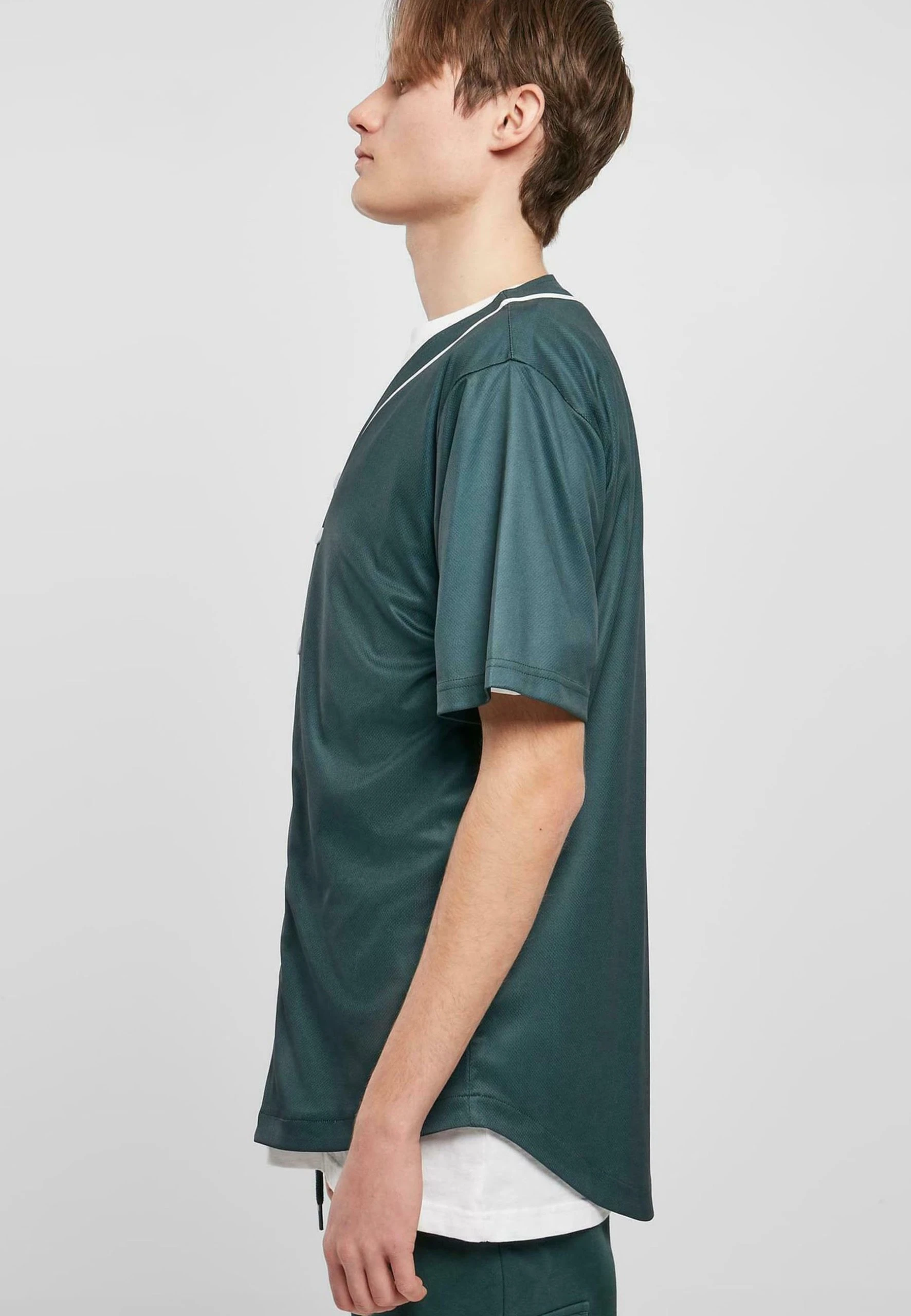 URBAN CLASSICS Baseball - Chemise - Bottlegreen White – Image 4