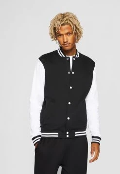 URBAN CLASSICS 2-Tone College Sweatjacket - Blouson Bomber - Black/White
