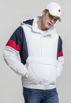 URBAN CLASSICS 3-Tone Pull Over - Veste Mi-Saison - White/Navy/Fire Red