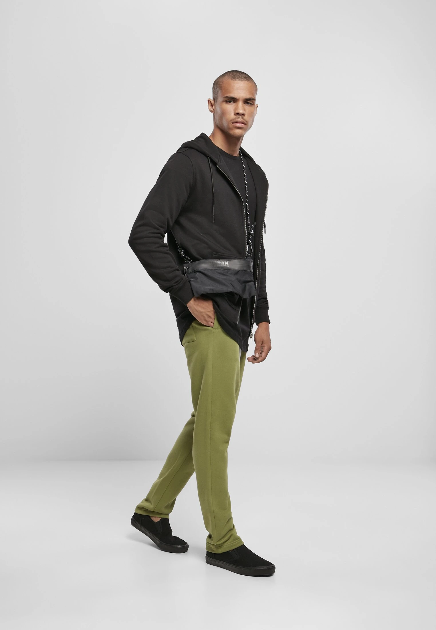 URBAN CLASSICS Terry - Sweat Zippé - Black – Image 2