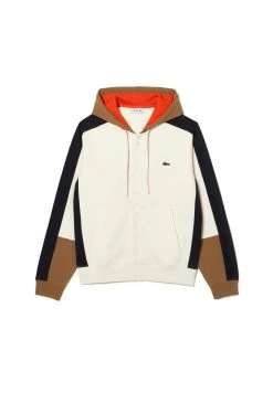 Lacoste Sweat Zippé - Blanc Marron Bleu Marine Ri