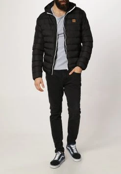 URBAN CLASSICS Basic Bubble Jacket - Veste D'Hiver - Black/White/Black