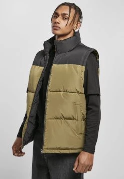 URBAN CLASSICS Block Puffer Vest - Veste Sans Manches - Black/Tiniolive