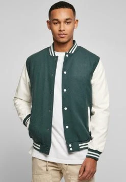 URBAN CLASSICS Oldschool College - Blouson Bomber - Bottlegreen White