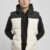 URBAN CLASSICS Block Puffer Vest - Veste Sans Manches - Black/Whitesand