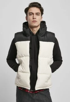 URBAN CLASSICS Block Puffer Vest - Veste Sans Manches - Black/Whitesand